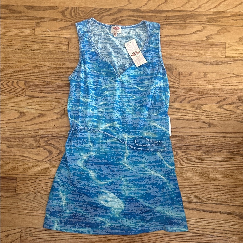 Pink Lotus Blue Swim Coverup